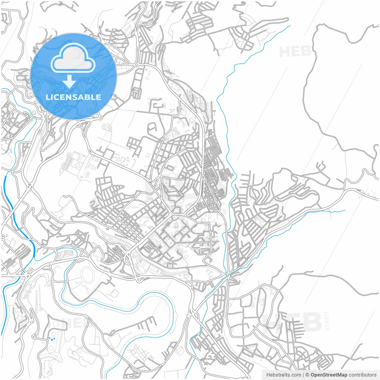 Constantine, Algeria, city map with high resolution roads.
