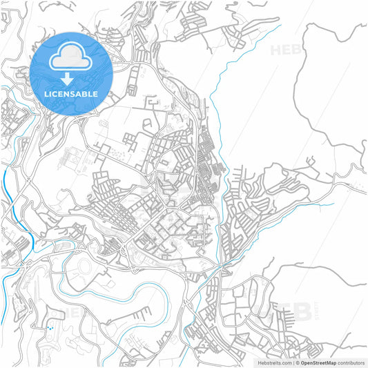 Constantine, Algeria, city map with high resolution roads.