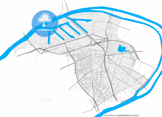Gennevilliers, Hauts-de-Seine, France, high resolution vector map - Instant download PDF and JPG
