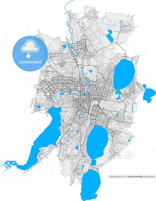 Chelyabinsk, Chelyabinsk Oblast, Russia, high resolution vector map - Instant download PDF and JPG