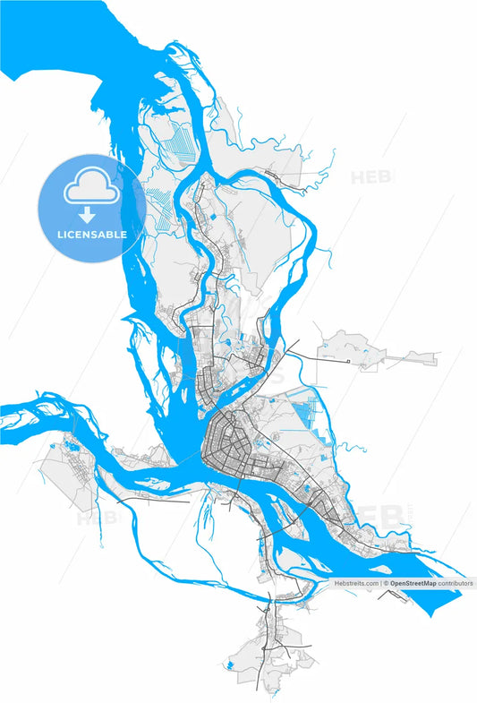 Arkhangelsk, Arkhangelsk Oblast, Russia, high resolution vector map - Instant download PDF and JPG