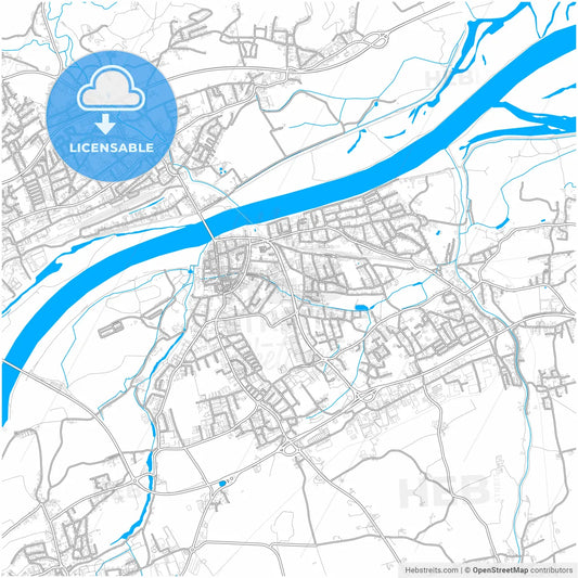 Braunau am Inn, Upper Austria, Austria, city map with high resolution roads.