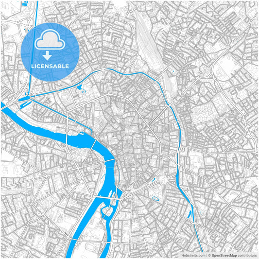 Toulouse, Haute-Garonne, France, city map with high resolution roads.