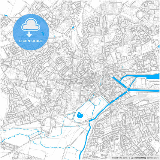 Caen, Calvados, France, city map with high resolution roads.