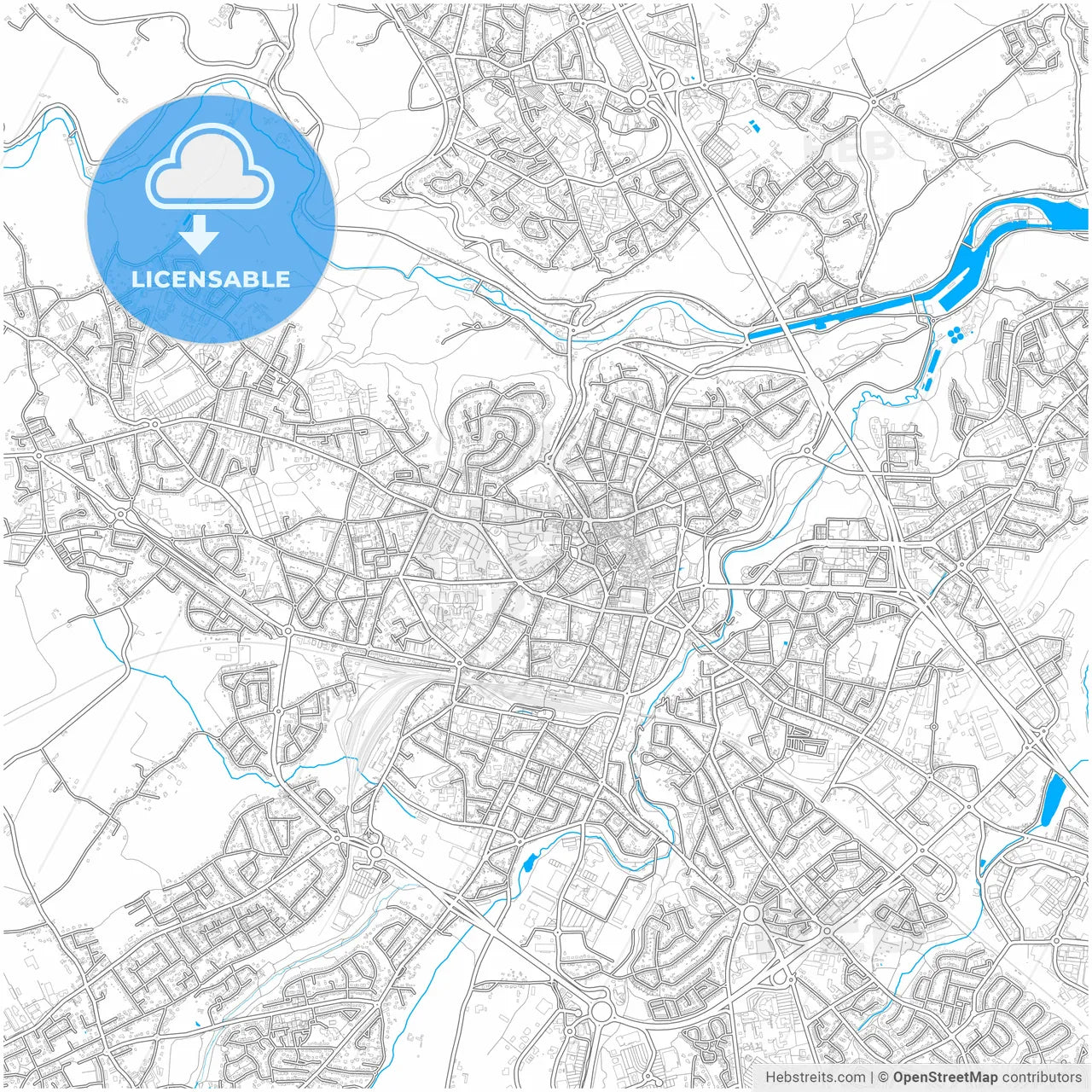 Saint-Brieuc, Côtes-d Armor, France, city map with high resolution roads.