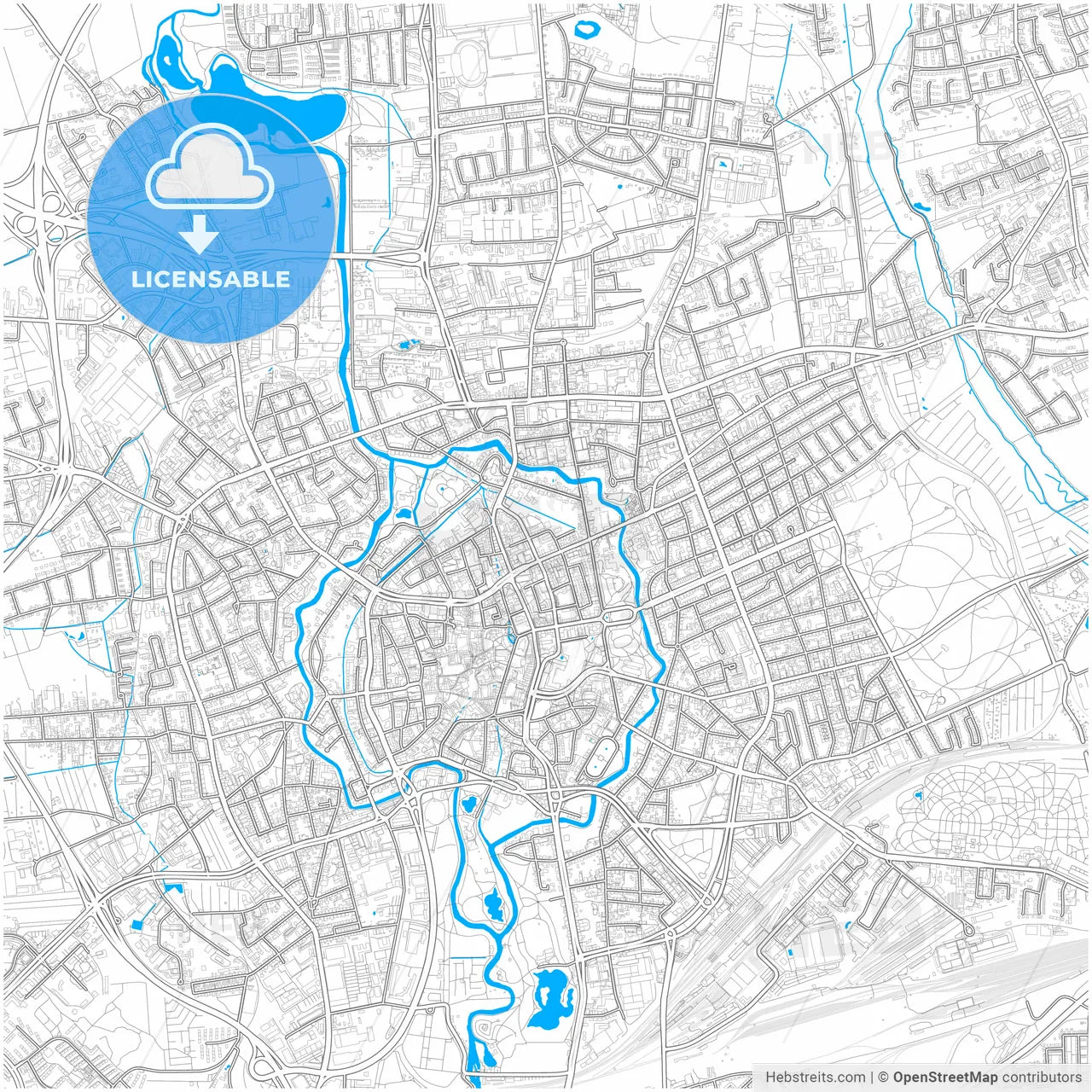 Braunschweig, Lower Saxony, Germany, city map with high resolution roads.