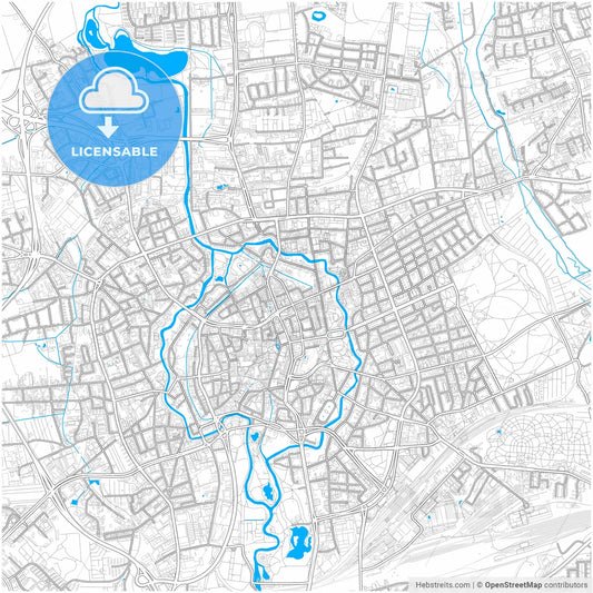 Braunschweig, Lower Saxony, Germany, city map with high resolution roads.