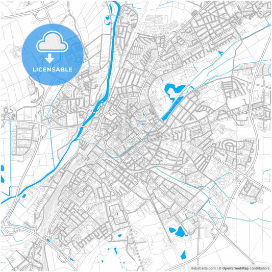 Gießen, Hesse, Germany, city map with high resolution roads.
