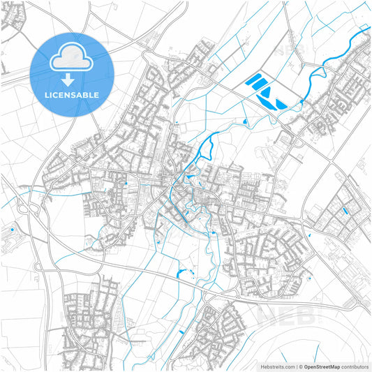 Grevenbroich, North Rhine-Westphalia, Germany, city map with high resolution roads.