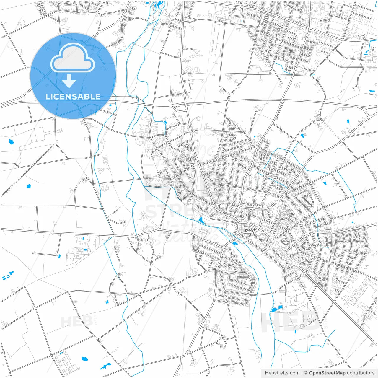 Gronau (Westf.), North Rhine-Westphalia, Germany, city map with high resolution roads.