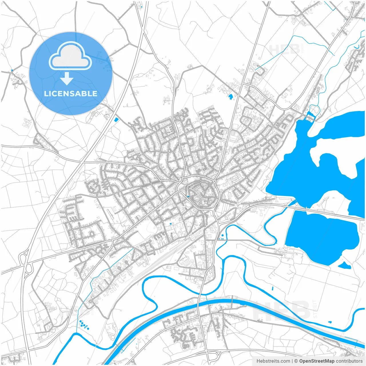 Haltern am See, North Rhine-Westphalia, Germany, city map with high resolution roads.