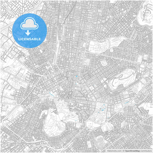 Athens, Attica, Greece, city map with high resolution roads.