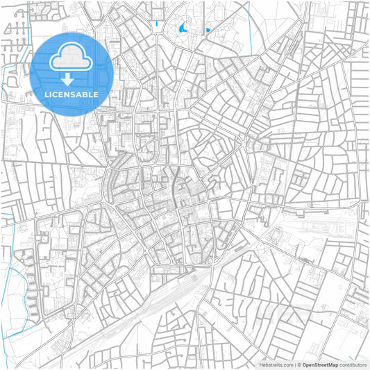 Debrecen, Hajdú-Bihar, Hungary, city map with high resolution roads.