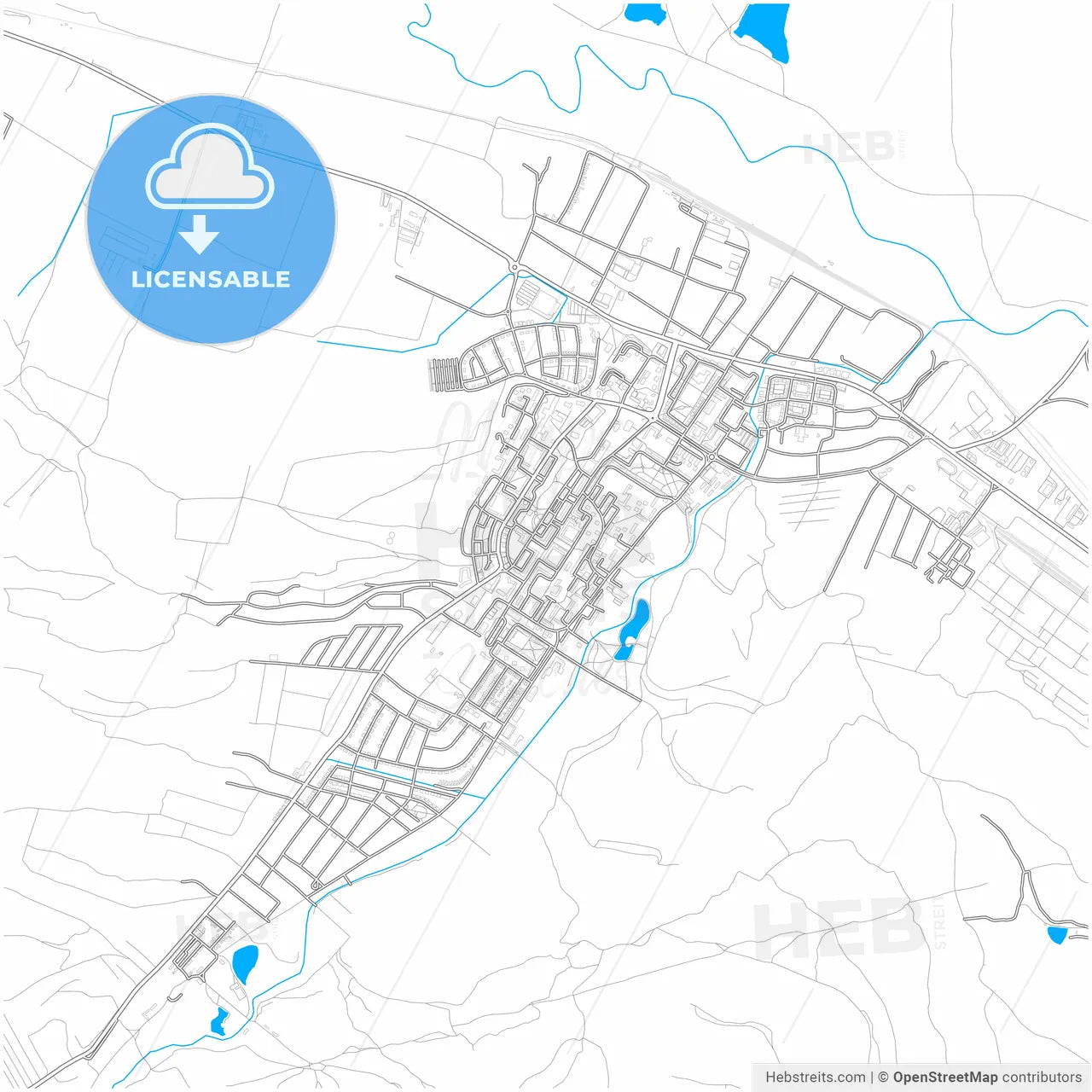 Kazincbarcika, Borsod-Abaúj-Zemplén, Hungary, city map with high resolution roads.