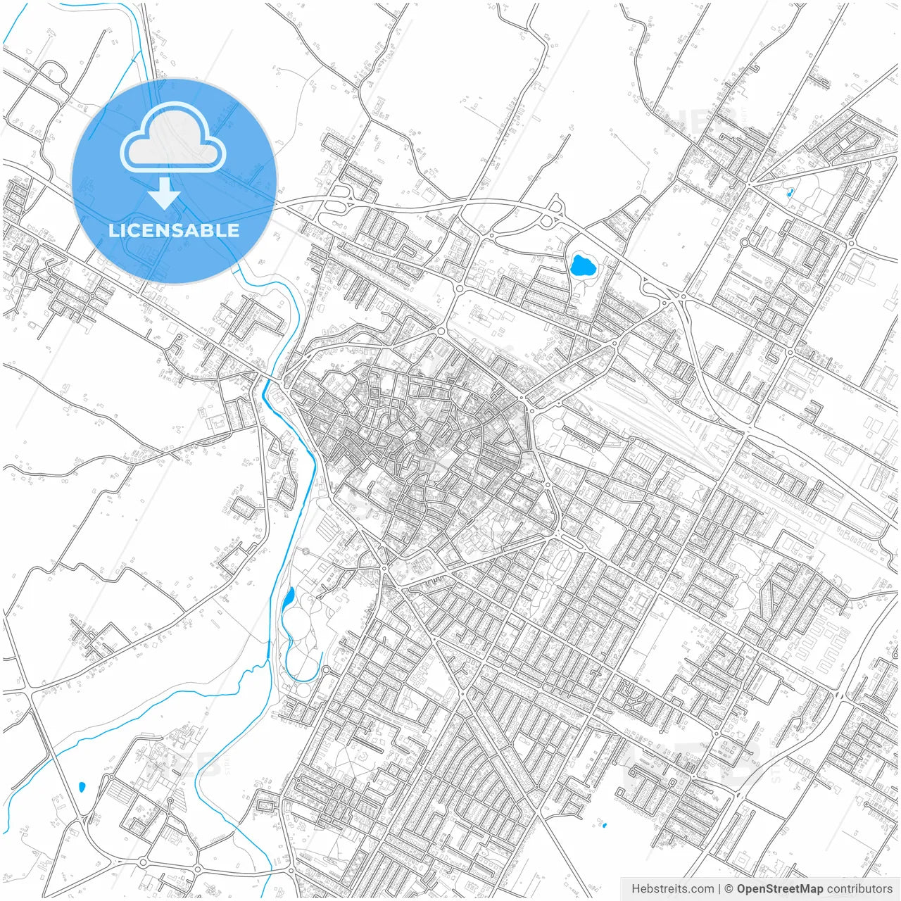Forlì, Emilia-Romagna, Italy, city map with high resolution roads.