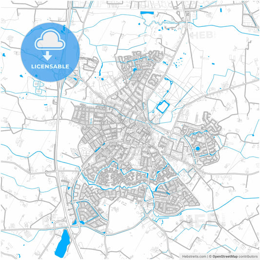 Barneveld, Gelderland, Netherlands, city map with high resolution roads.