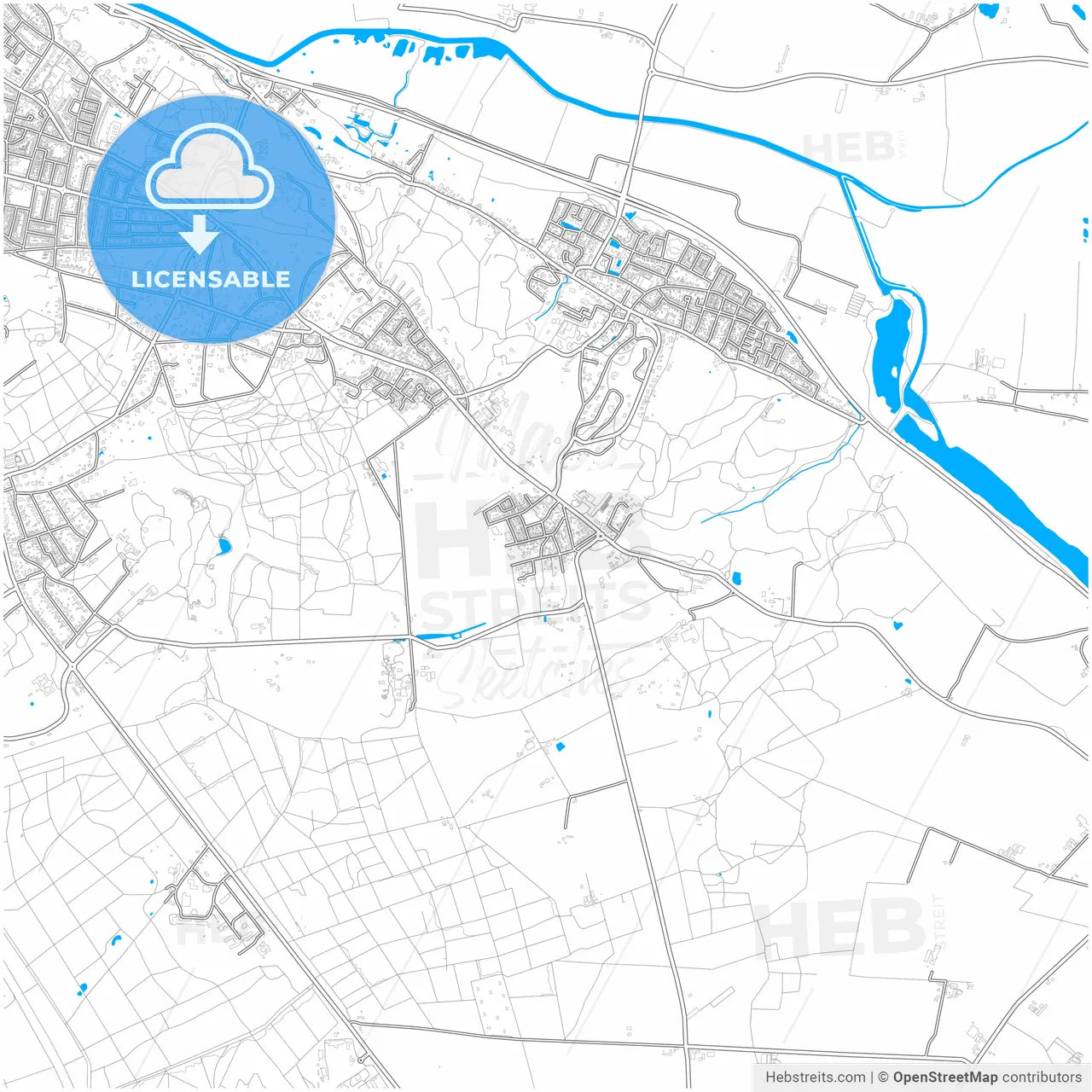 Berg en Dal, Gelderland, Netherlands, city map with high resolution roads.