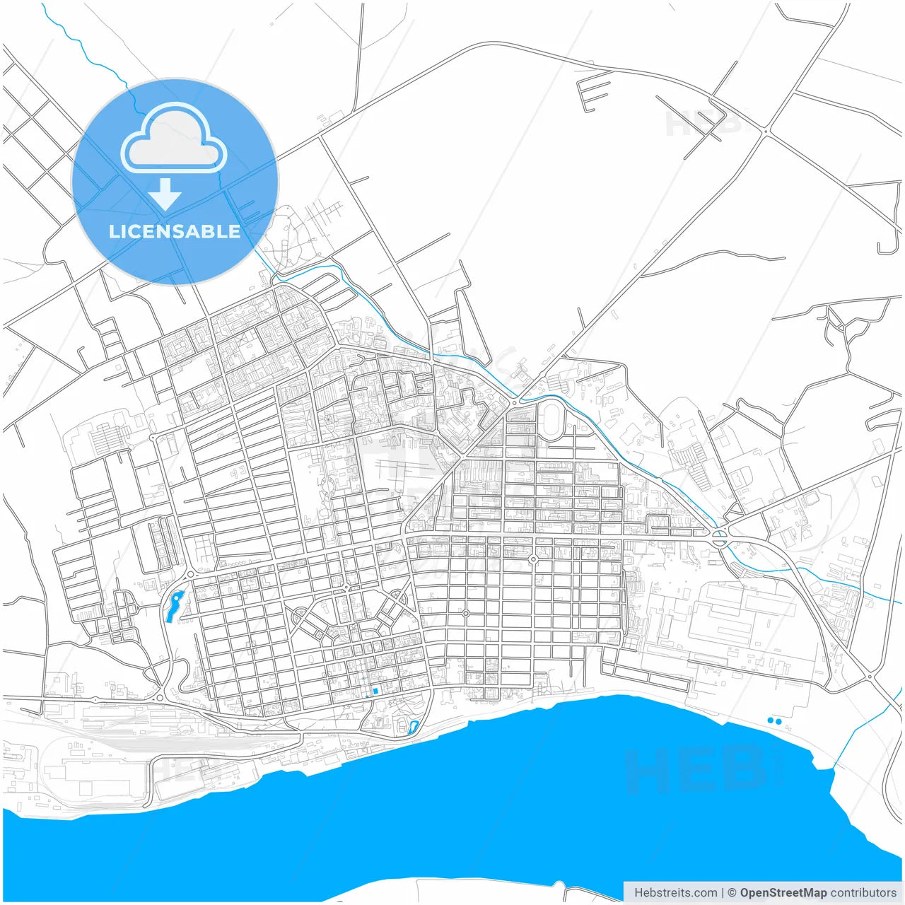 Drobeta-Turnu Severin, Mehedinți, Romania, city map with high resolution roads.