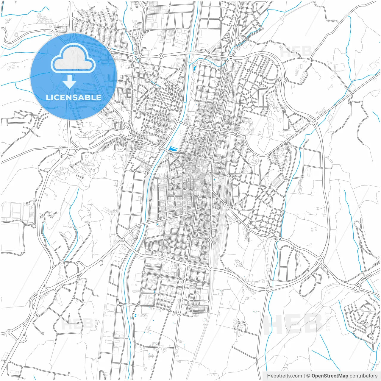 Granollers, Barcelona, Spain, city map with high resolution roads.