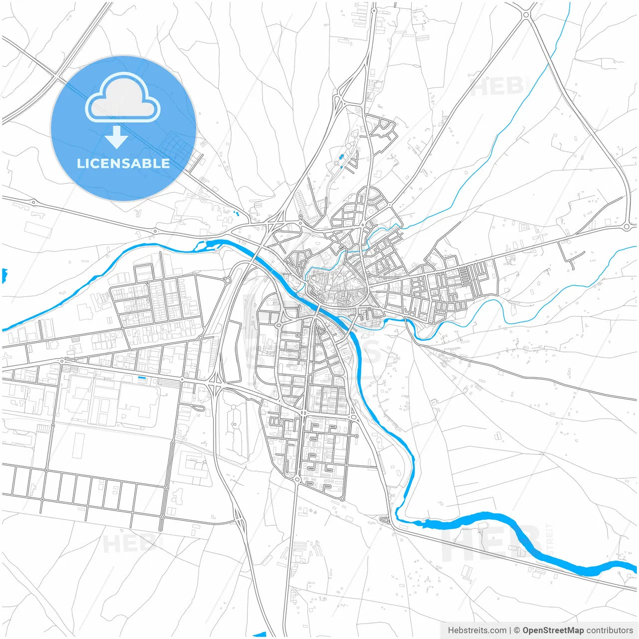 Aranda de Duero, Burgos, Spain, city map with high resolution roads.