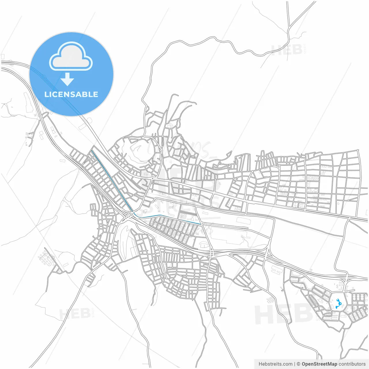 Bozüyük, Bilecik, Turkey, city map with high resolution roads.