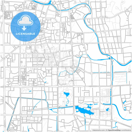 Foshan, Guangdong, China, city map with high resolution roads.
