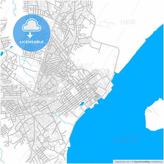 Bissau, Guinea Bissau, city map with high resolution roads.