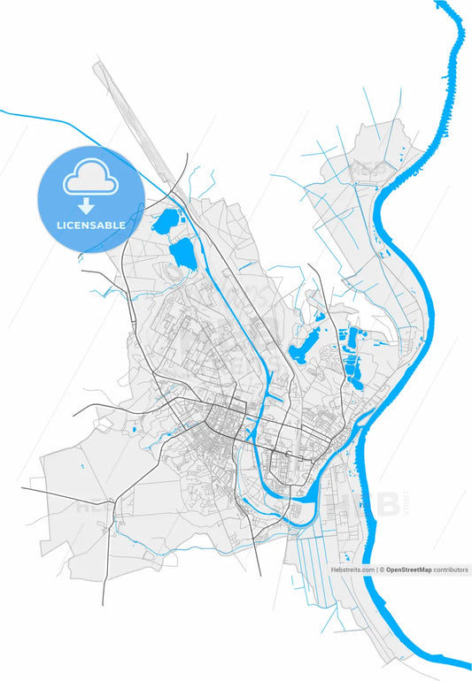 Eisenhuttenstadt, Brandenburg, Germany, high resolution vector map - Instant download PDF and JPG