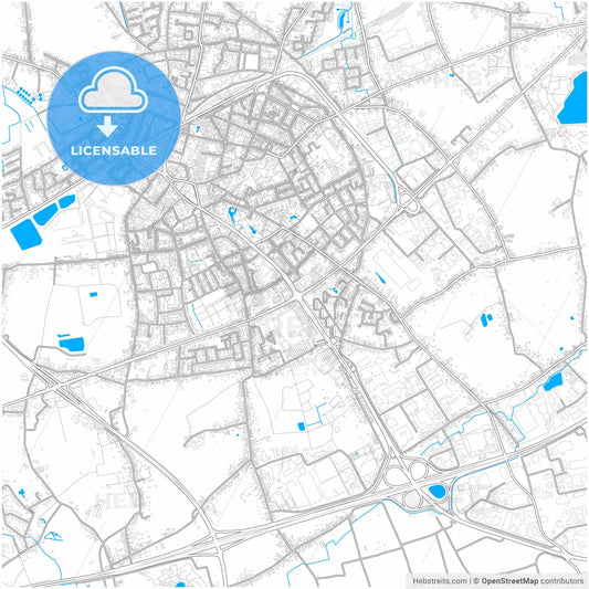 Sint-Niklaas, East Flanders, Belgium, city map with high resolution roads.