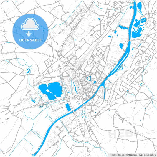 Oudenaarde, East Flanders, Belgium, city map with high resolution roads.
