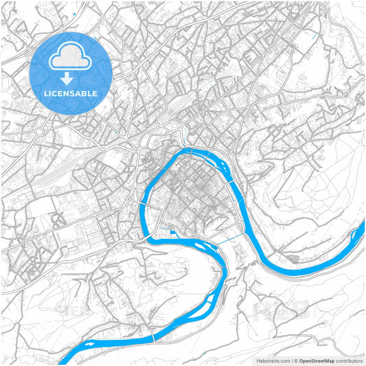 Besançon, Doubs, France, city map with high resolution roads.