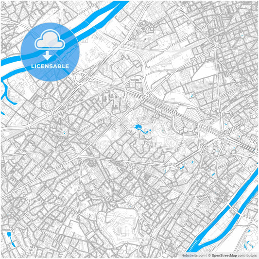 Nanterre, Hauts-de-Seine, France, city map with high resolution roads.