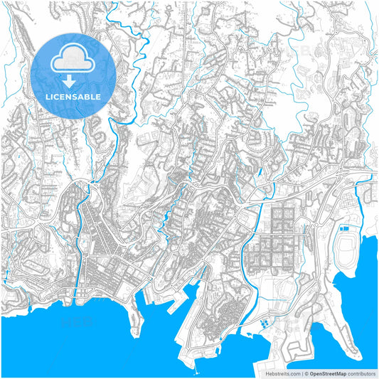 Fort-de-France, Martinique, France, city map with high resolution roads.