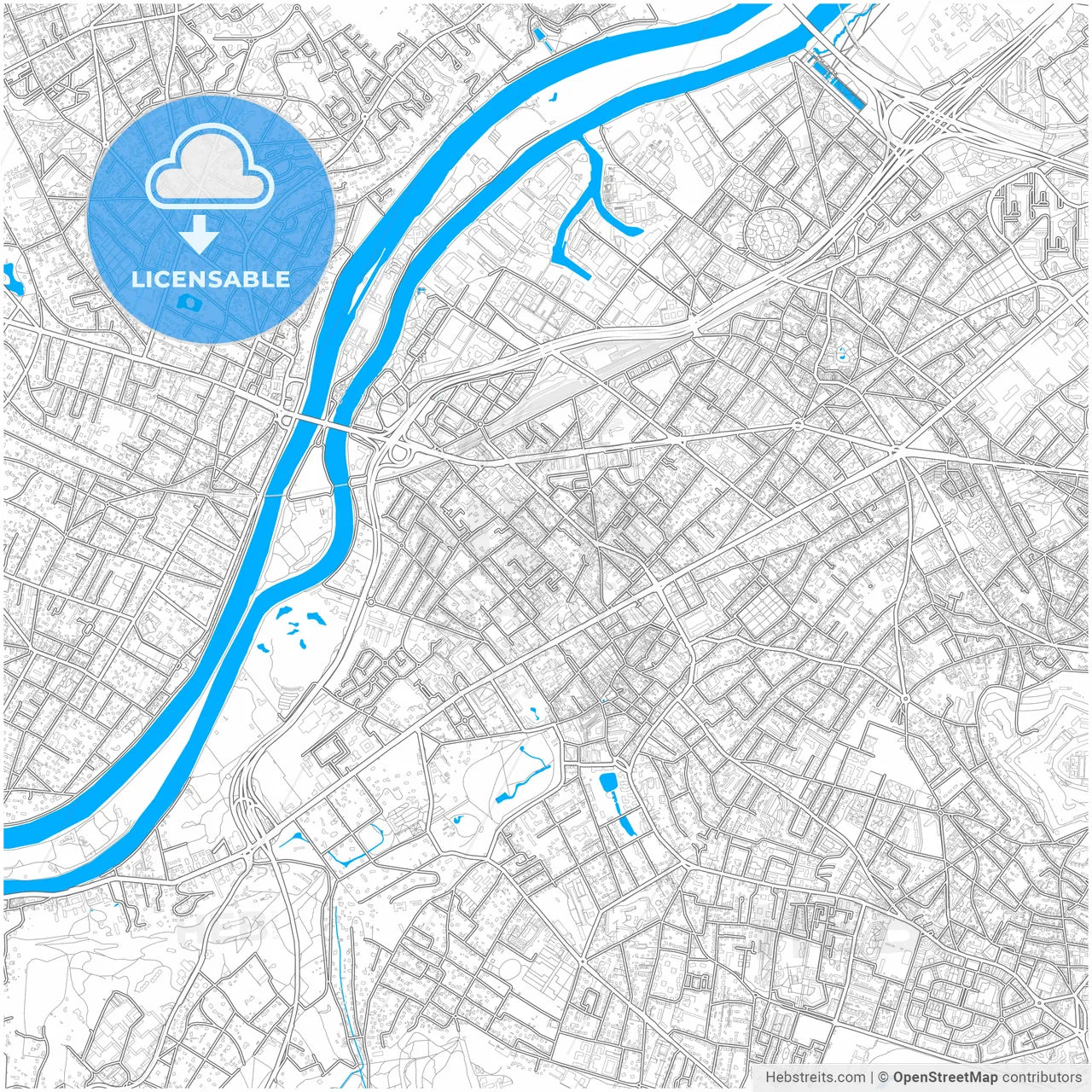 Rueil-Malmaison, France, city map with high resolution roads.