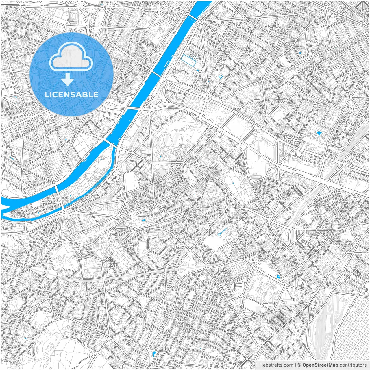 Issy-les-Moulineaux, France, city map with high resolution roads.