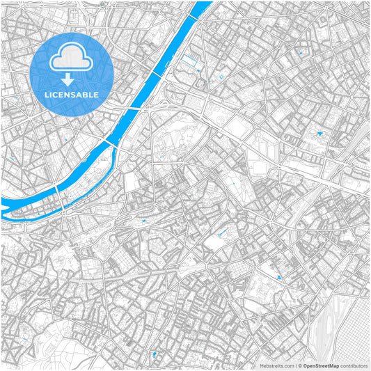 Issy-les-Moulineaux, France, city map with high resolution roads.