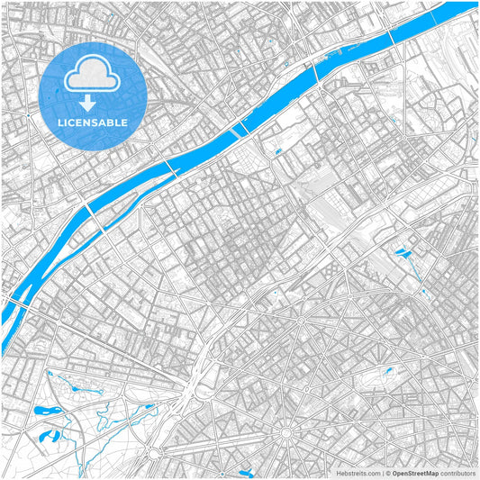 Levallois-Perret, France, city map with high resolution roads.