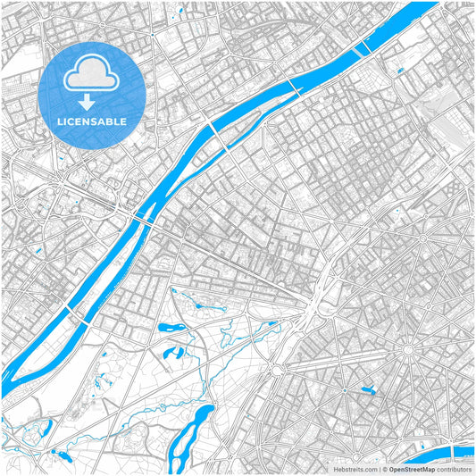 Neuilly-sur-Seine, France, city map with high resolution roads.
