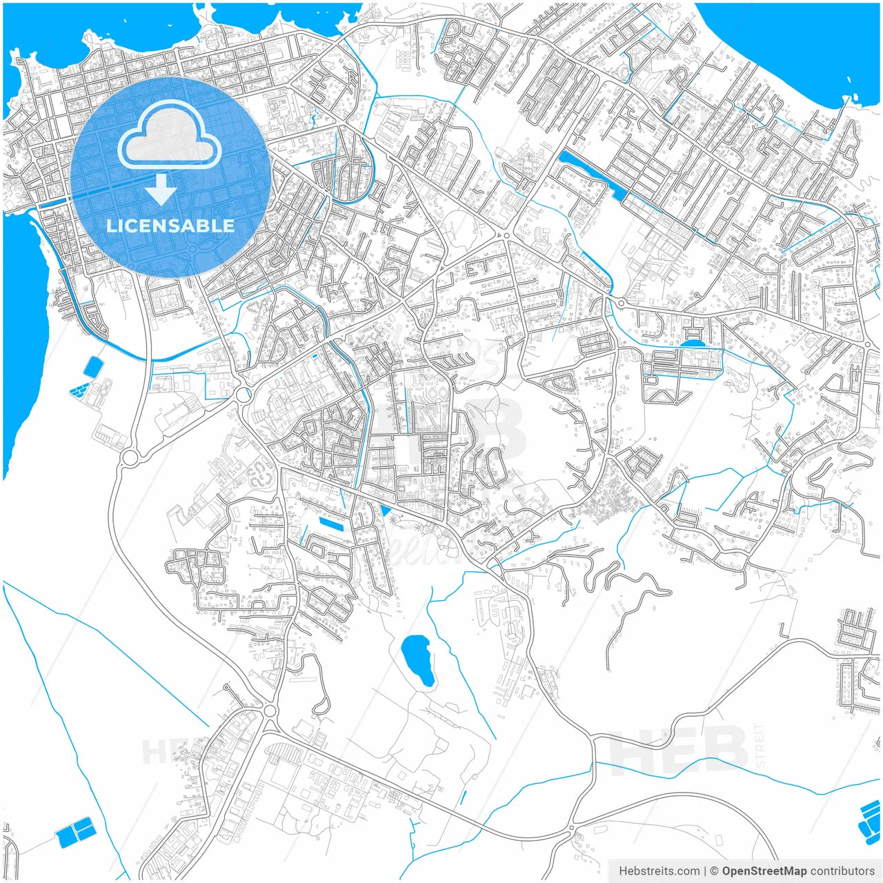 Cayenne, Guyane, France, city map with high resolution roads.