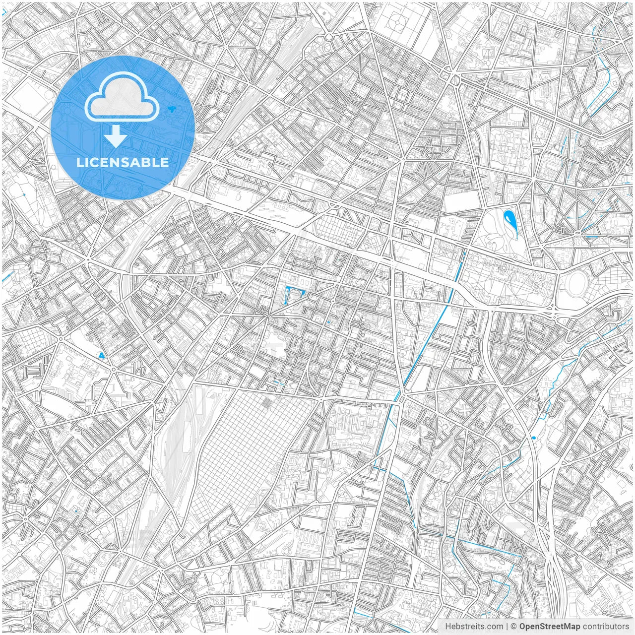 Montrouge, Hauts-de-Seine, France, city map with high resolution roads.