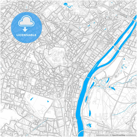 Suresnes, Hauts-de-Seine, France, city map with high resolution roads.