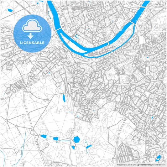 Meudon, Hauts-de-Seine, France, city map with high resolution roads.