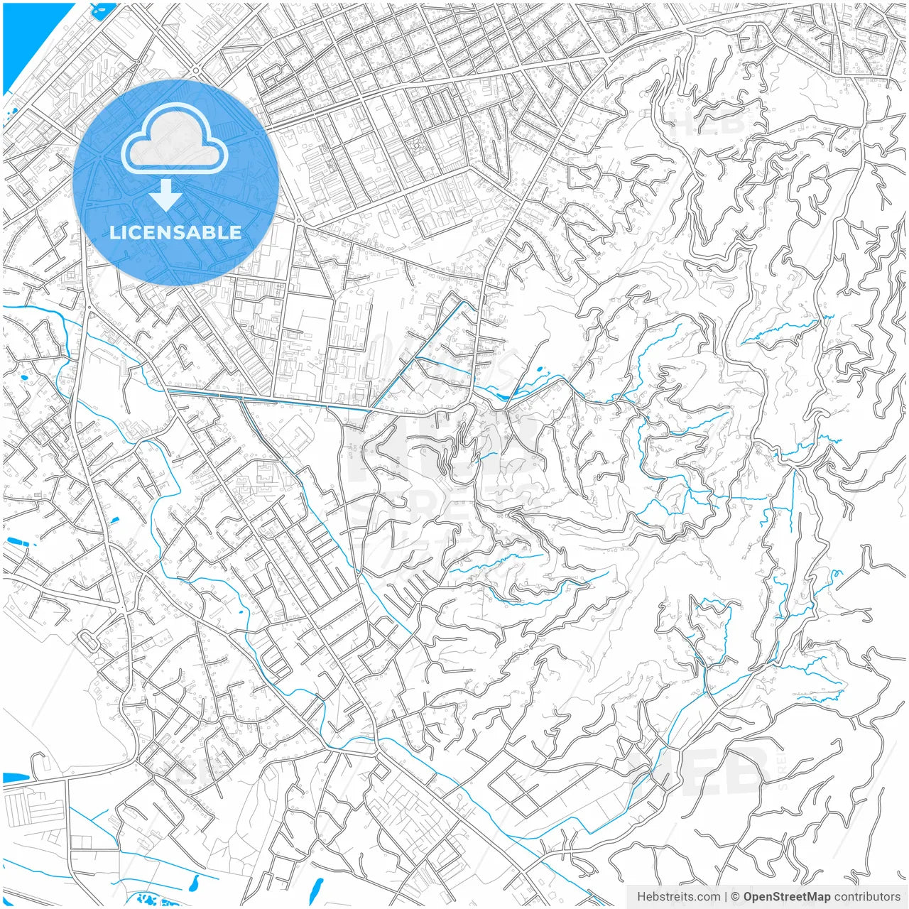 Batumi, Adjara, Georgia, city map with high resolution roads.