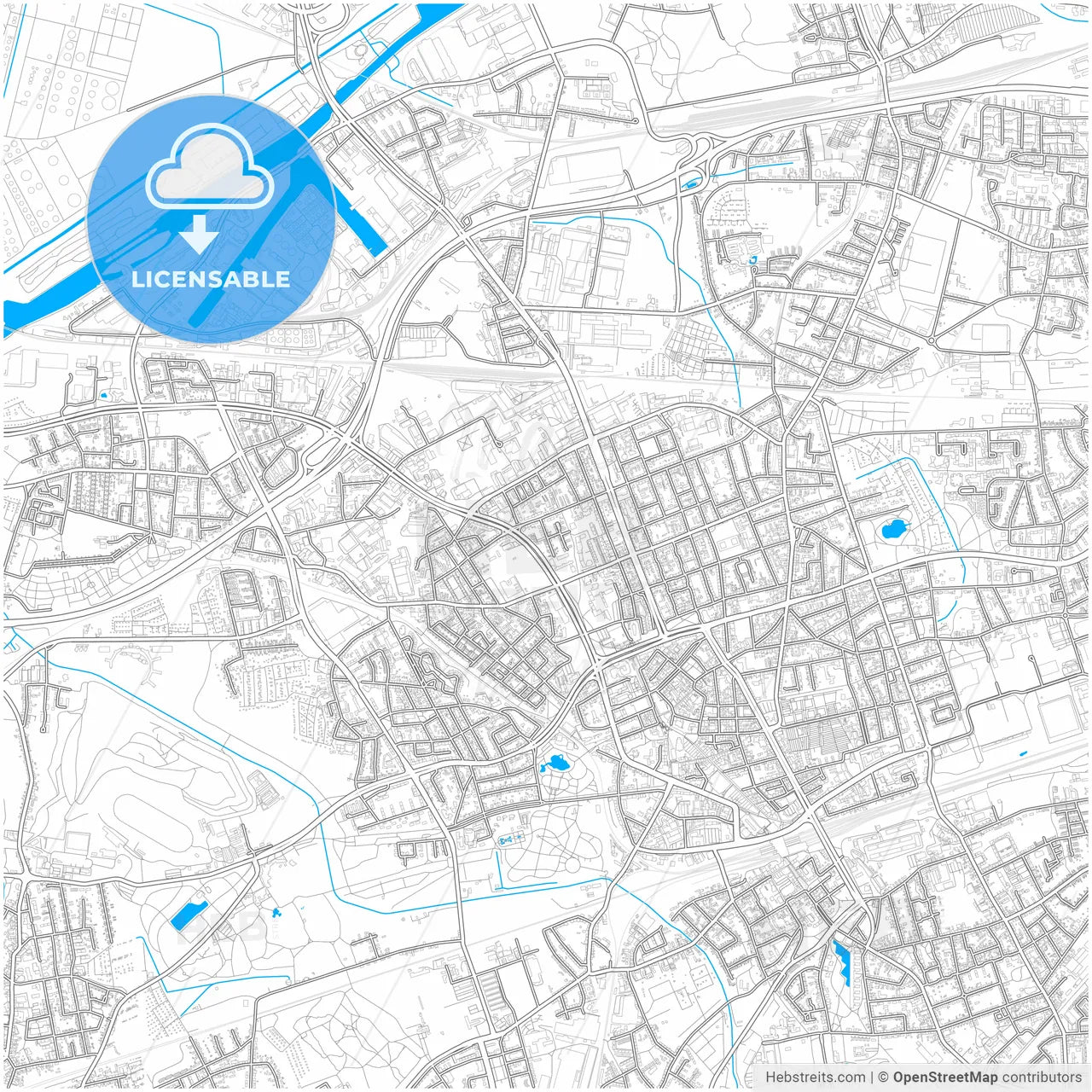 Gelsenkirchen, North Rhine-Westphalia, Germany, city map with high resolution roads.