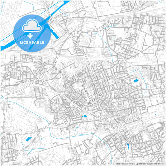 Gelsenkirchen, North Rhine-Westphalia, Germany, city map with high resolution roads.