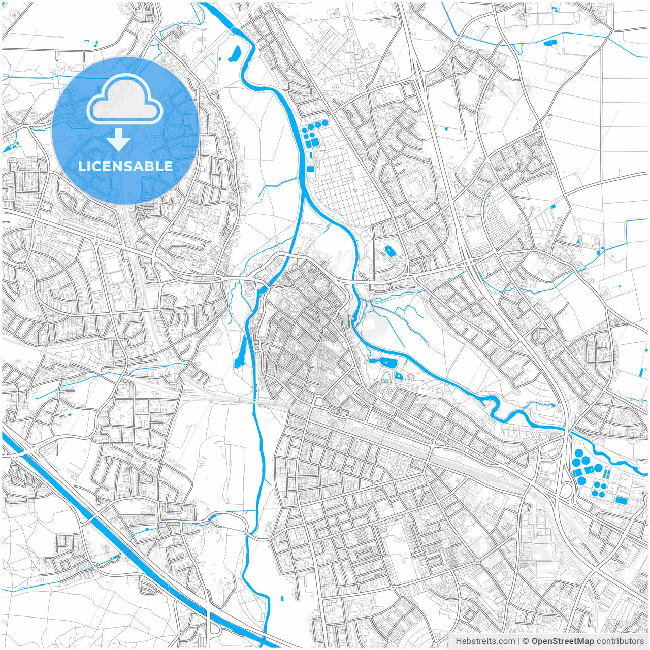 Furth, Bavaria, Germany, city map with high resolution roads.