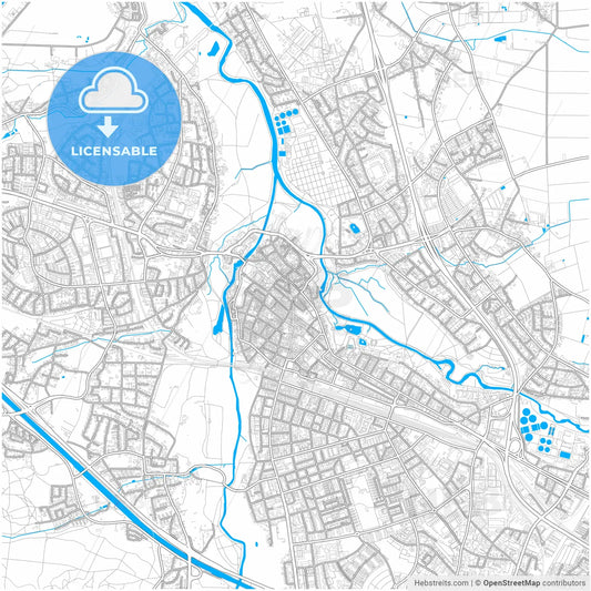 Furth, Bavaria, Germany, city map with high resolution roads.