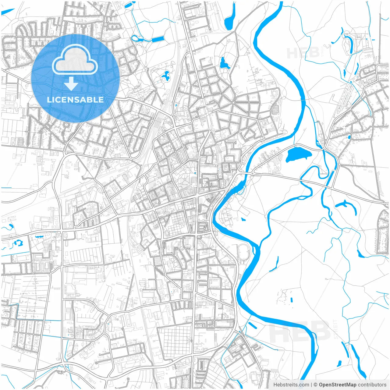 Dessau-Roßlau, Saxony-Anhalt, Germany, city map with high resolution roads.