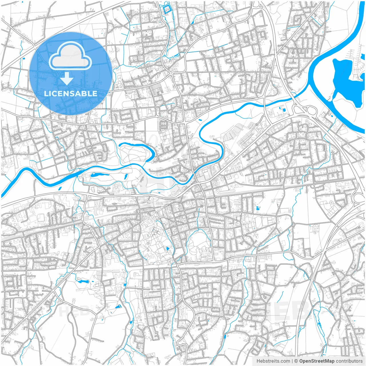 Bad Oeynhausen, North Rhine-Westphalia, Germany, city map with high resolution roads.