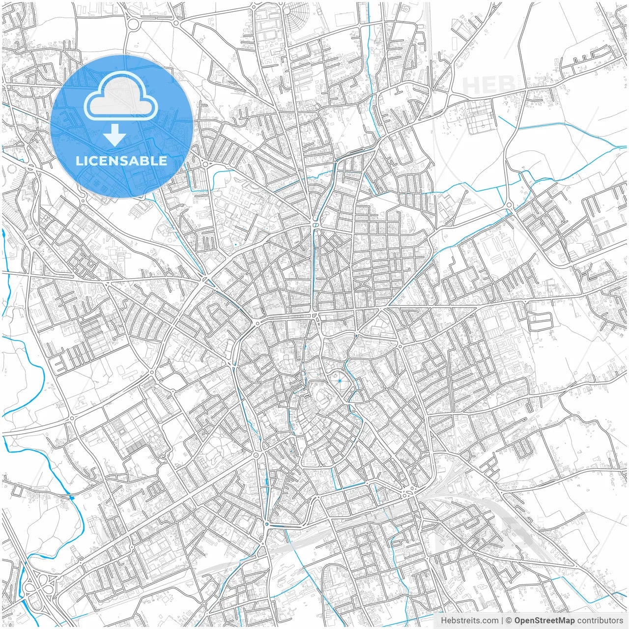 Udine, Friuli-Venezia Giulia, Italy, city map with high resolution roads.